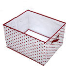 OEM टिकाऊ पीपी गैर बुना भंडारण बॉक्स कवर के साथ, सफेद लाल डॉट्स मुद्रित