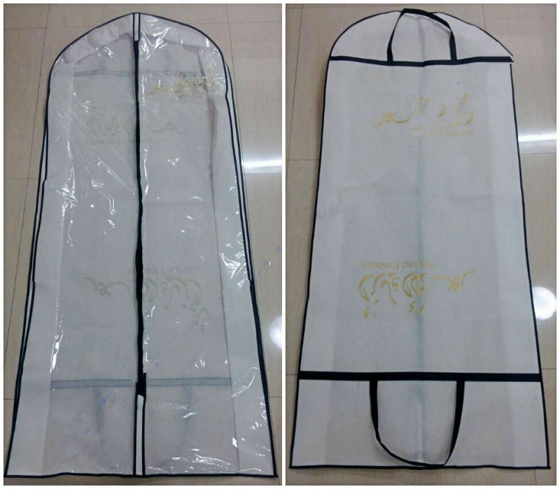 गैर बुना हैंडल लंबे हैंगिंग कपड़े परिधान बैग बंधनेवाला सिल्क स्क्रीन प्रिंटिंग