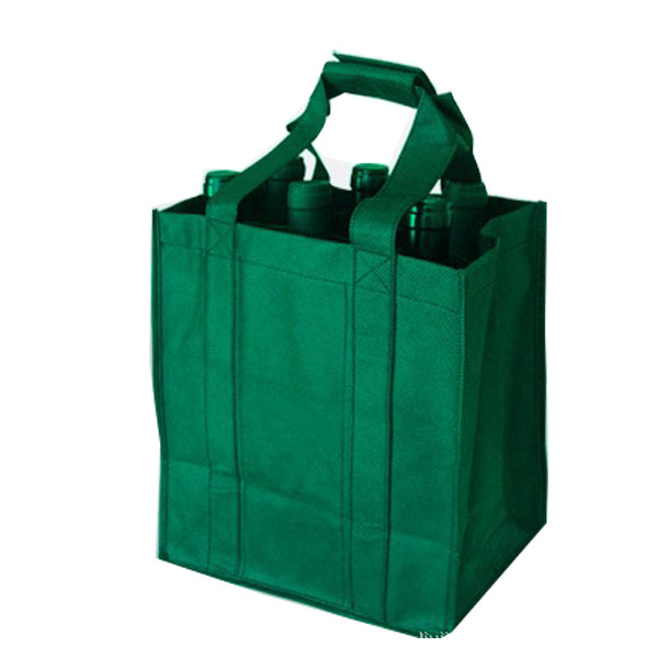 टिकाऊ ग्रीन गैर बुना शॉपिंग बैग शराब की बोतल Totes ISO9001 प्रमाणन