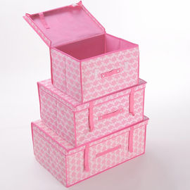 ढक्कन बड़े गुलाबी आवश्यक के साथ घरेलू कपड़े गैर बुना संग्रहण बक्से